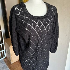 WHBM Black Mesh Sweater 2XL
